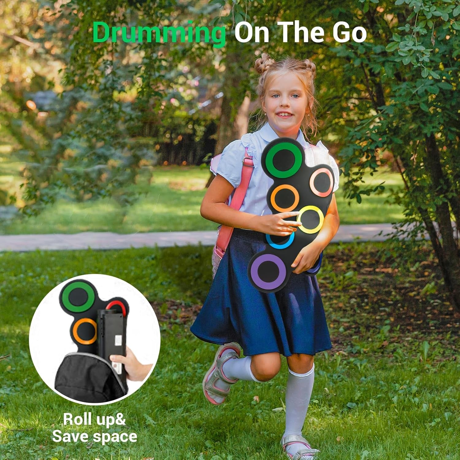 Electric Drum Set, 7-Pad Kids Electronic Drum Set with Headphone Included, Roll-Up Drum Practice Pad, Great Holiday Xmas Birthday Gift for Kids