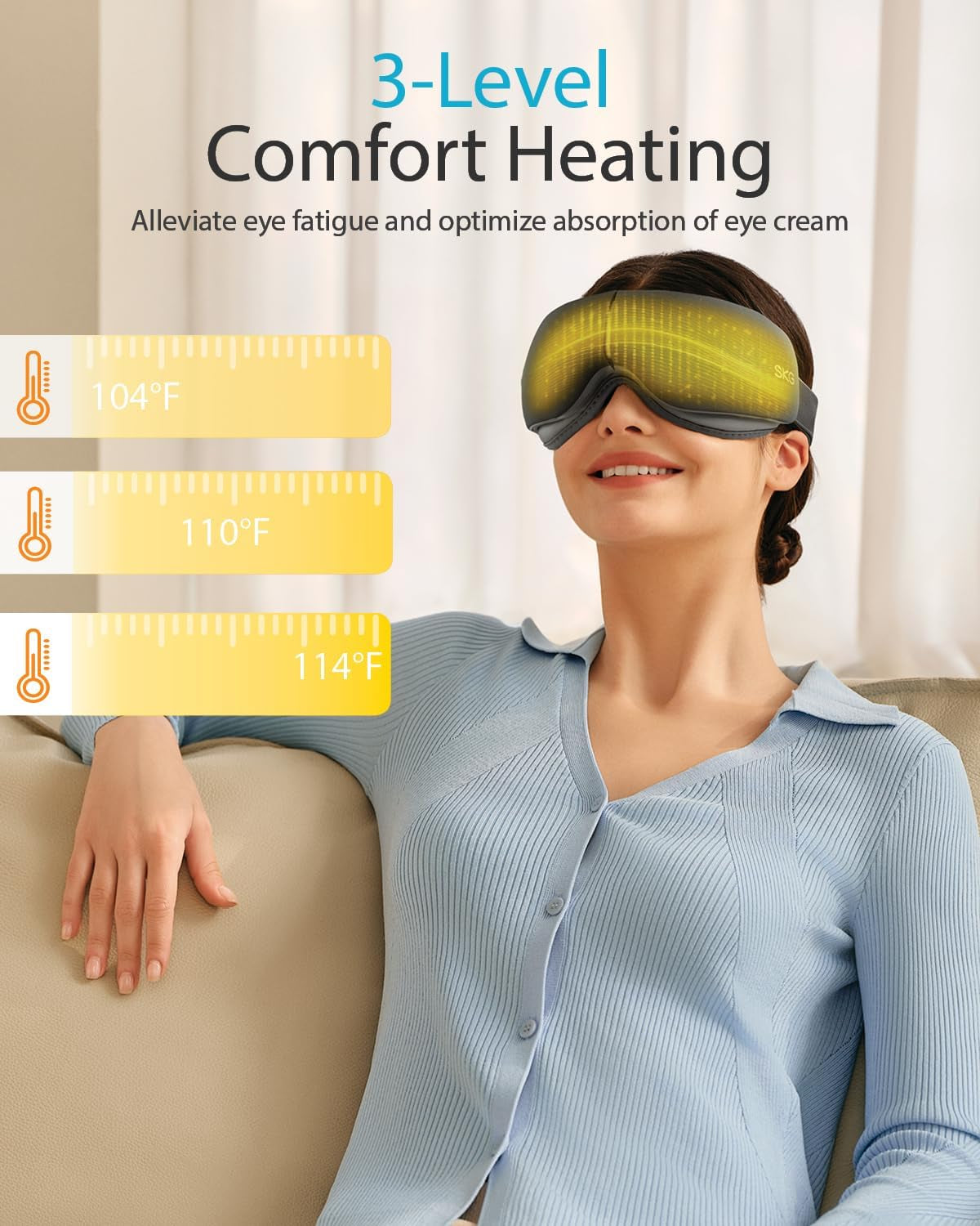 Heated Eye Massager, Portable Eye Mask for Relax & Eye Strain Relief, Bluetooth Massaging Eye Massager Ideal Mother'S Day/Birthday Gift for Mom, Dad, Women, Men