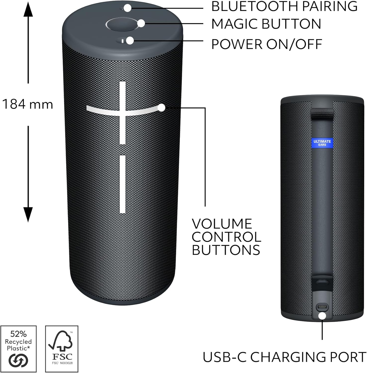 Boom 4 Portable Waterproof Bluetooth Speaker with 360-Degree Immersive Sound, Outdoor Floating Speaker, 15-Hour Battery, 147Ft Range - Black