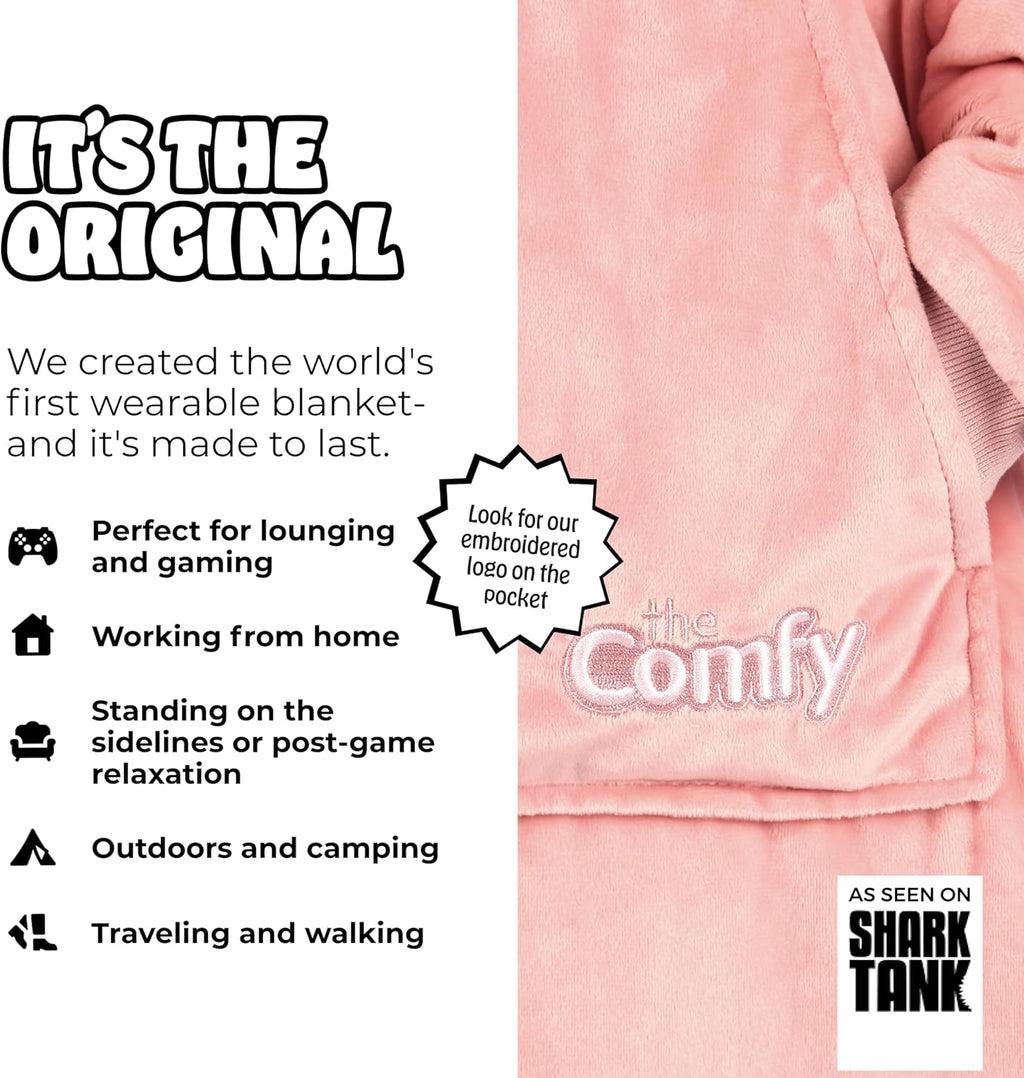 Original | Sherpa Lined Microfiber Fleece Wearable Blanket, Oversized Design with Hood and Pocket from Shark Tank