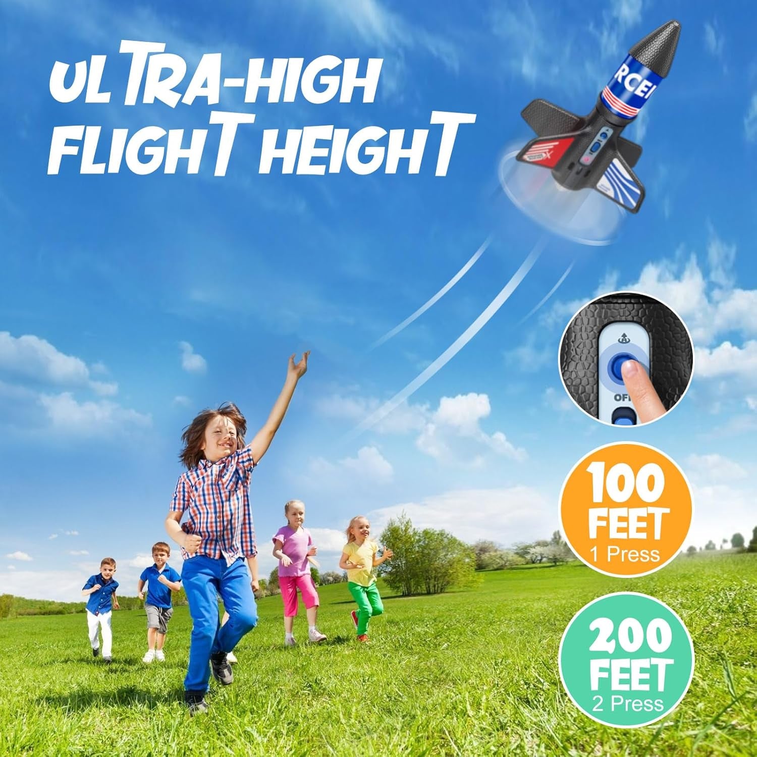 Rocket Launcher, 200 Feet of Flight Altitude, Model Rocket Kits with Launch Set, Ultra-High Flying Rocket, Rocket Toy, Outdoor Toys for Ages 8-13, Birthday Gift for Kids Boys & Girls