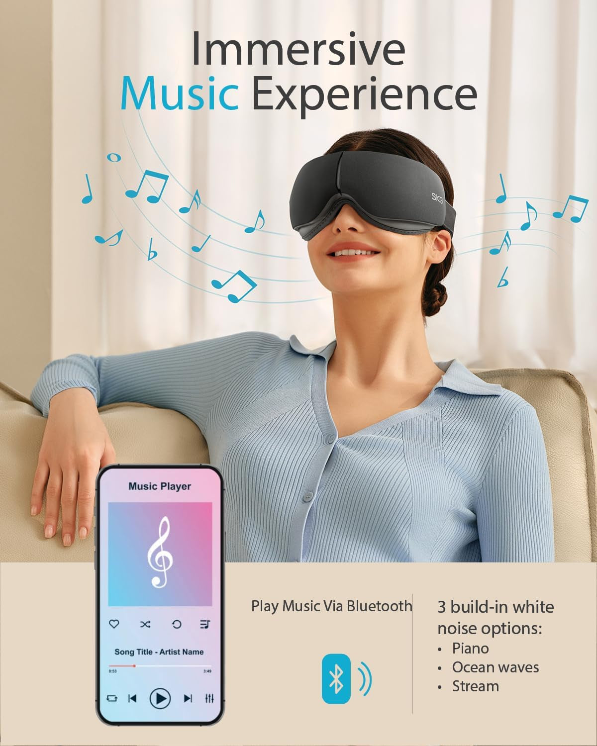 Heated Eye Massager, Portable Eye Mask for Relax & Eye Strain Relief, Bluetooth Massaging Eye Massager Ideal Mother'S Day/Birthday Gift for Mom, Dad, Women, Men