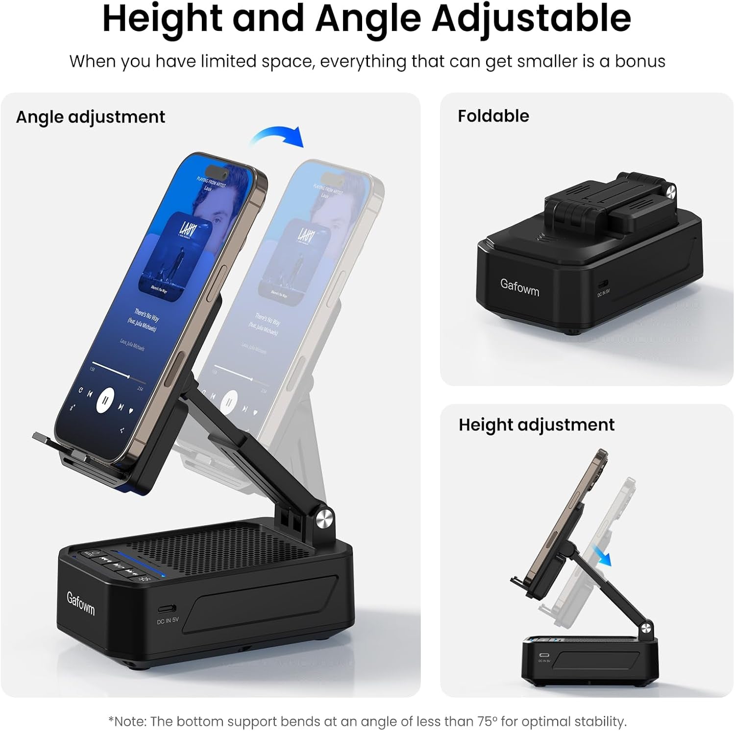 Cell Phone Stand with Instant Wireless Induction Bluetooth Speaker, No Bluetooth Pairing Needed, 1-Second Connection, HD Surround Sound, Practical Gifts for Men, Women, Dad, Mom, Hearing Impaired