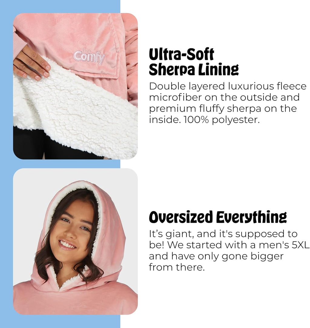 Original | Sherpa Lined Microfiber Fleece Wearable Blanket, Oversized Design with Hood and Pocket from Shark Tank