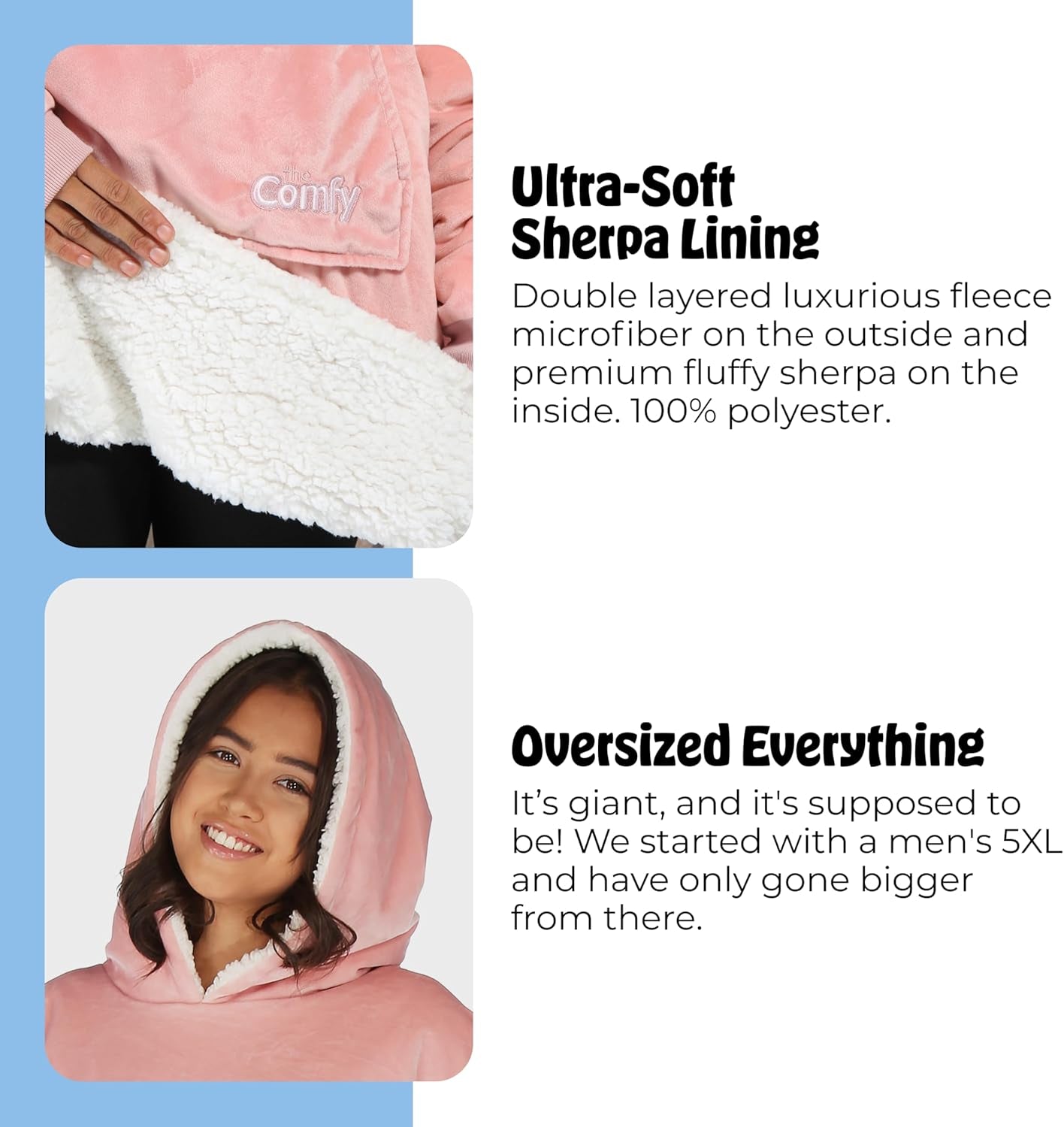 Original | Sherpa Lined Microfiber Fleece Wearable Blanket, Oversized Design with Hood and Pocket from Shark Tank