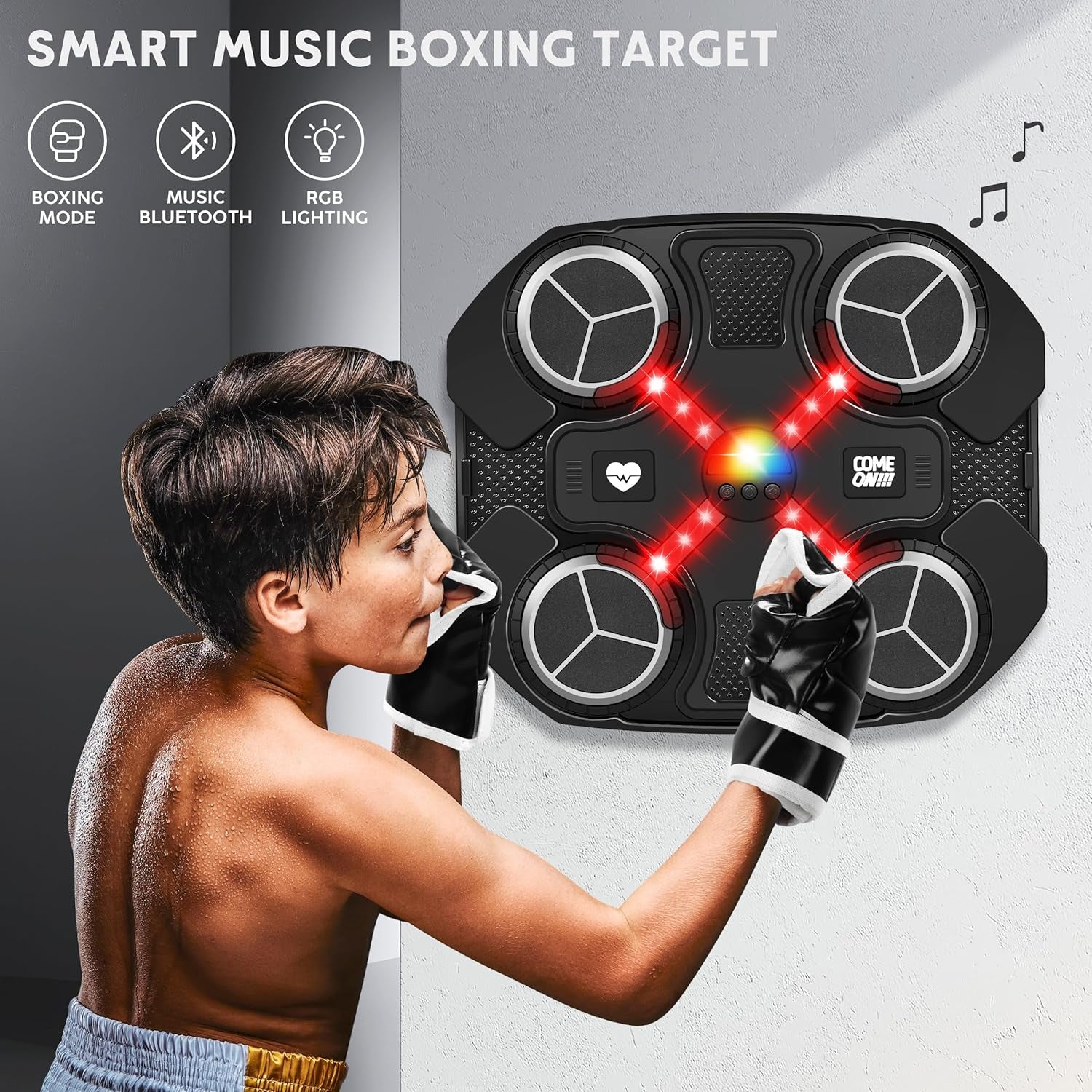 Music Boxing Machine Sport Toys for Kids and Adults,Wall Mounted Bluetooth Smart Punching Target,Training Pad Toy with Boxing Glove,Ideas Toys for Boys Girls Kids 3 4 5 6 7 8 9 10 11 12+ Years Old
