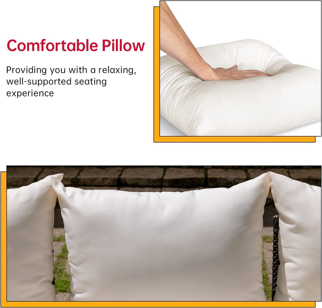 Outdoor Sectional Rattan Chair Wicker Conversation Set Sofas, 5-Piece, Khaki