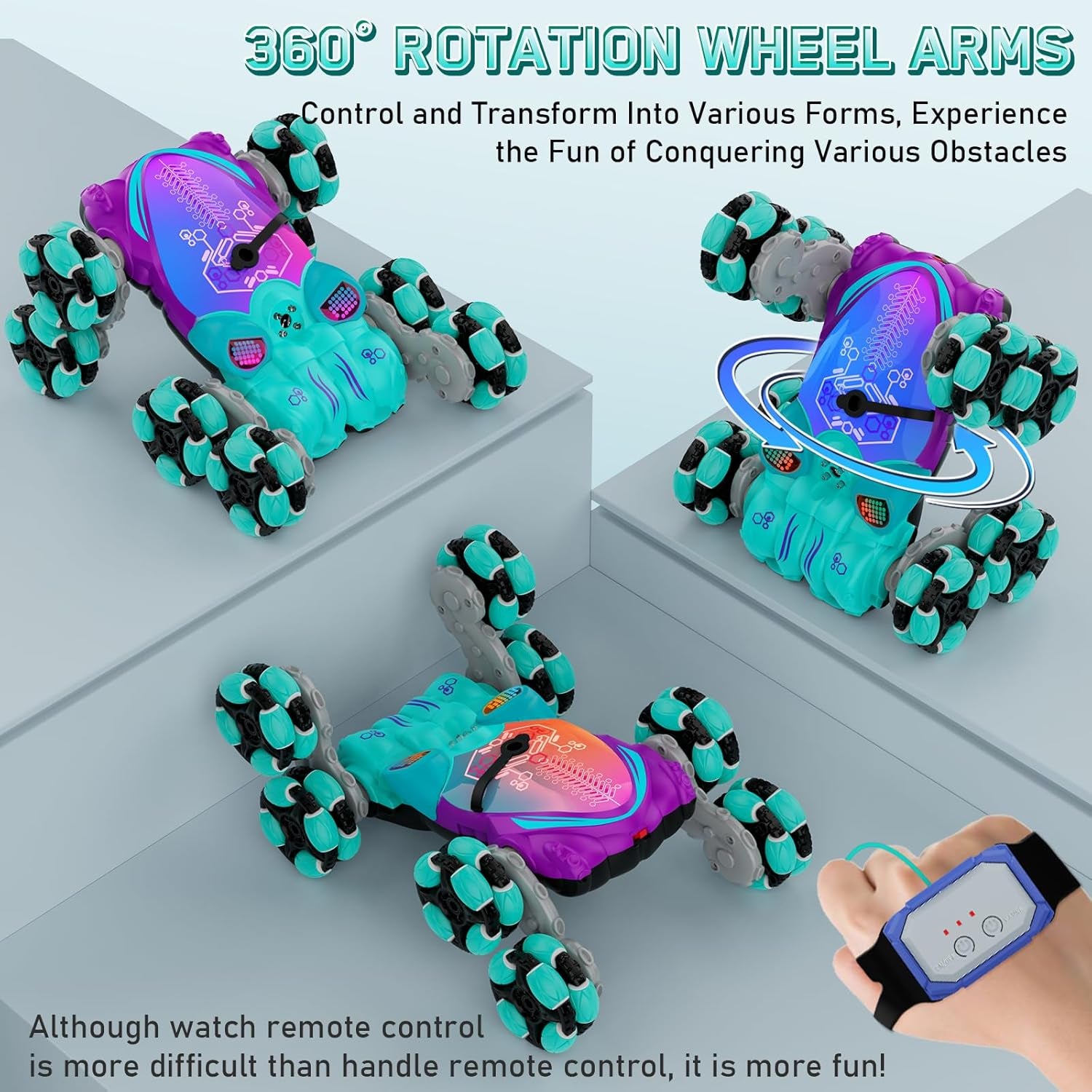 8WD Gesture Sensing Stunt Rc Cars Toys for Kids Age 6-13, Hand Controlled Stunt Car, 2.4Ghz Double-Sided Drift Stunt Car, Xmas Best Gifts Ideas for Boys Girls Age 6 7 8 9 10 11 12+ Years Blue