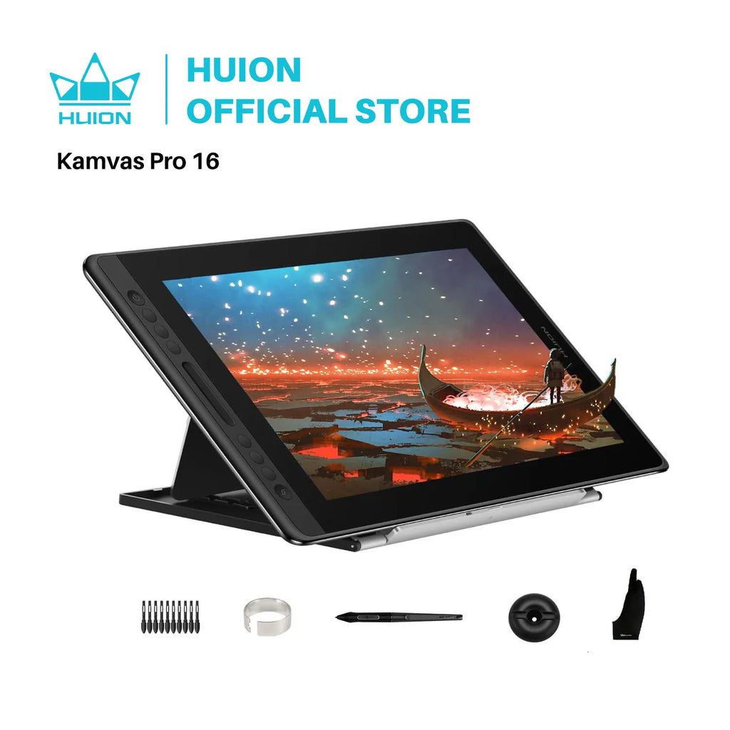Kamvas Pro 16 Drawing Pen Tablet 15.6 Inch 120% Srgb Digital Graphic Tablet Pen Display Monitor with Tilt Function