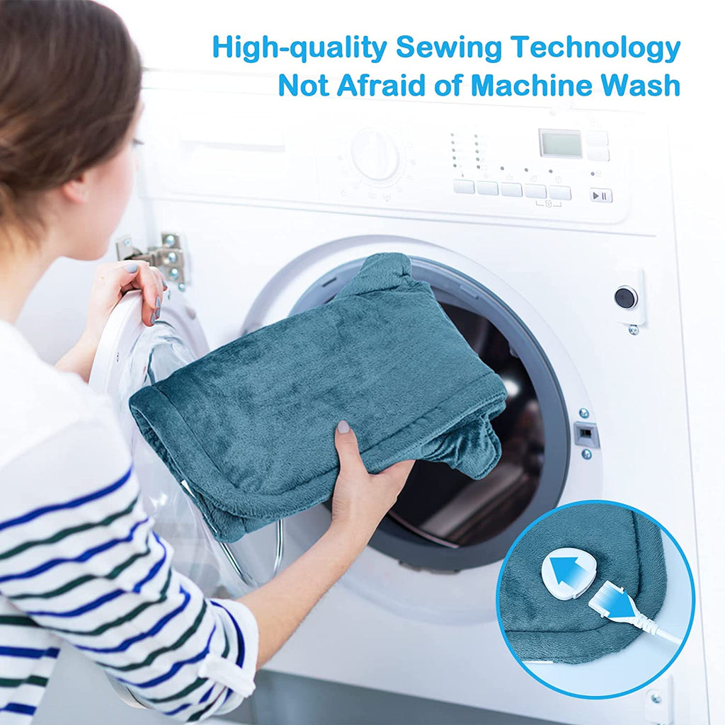 Heating Pad for Neck and Shoulders and Back, Birthday Christmas Gifts for Women Men Mom Wife Seniors, Weighted Electric Heated Wrap for Pain Relief, 6 Heat Settings 4 Timers Auto Off, Blue