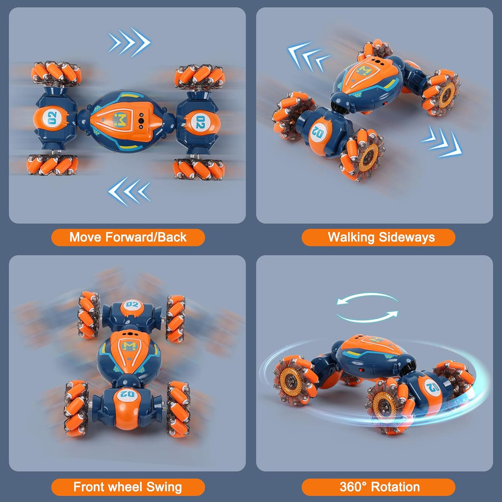 Gesture Sensing RC Stunt Car - Boys Toys Age 6-8-12, 4WD Hand Controlled Remote Control Twist Car with Light & Music, Cool Birthday Presents and Ideas Gifts for Kids Age 7 9 10 11 12 Years Old