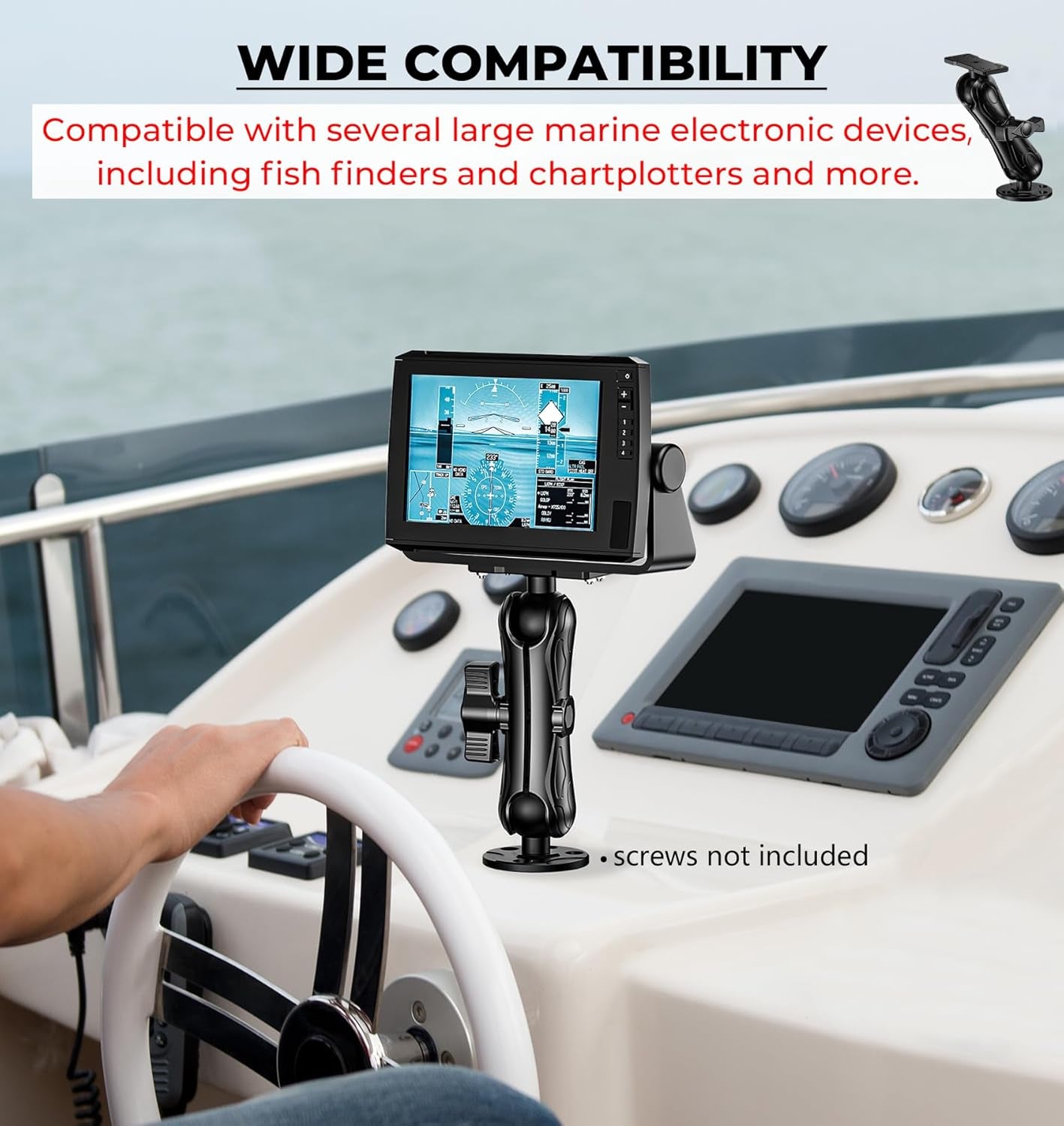 2.25" Ball Aluminum Alloy Large Fish Finder Mount