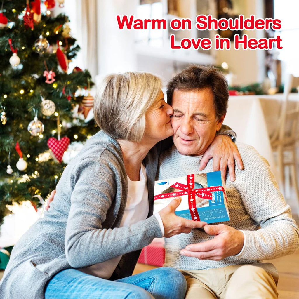 Heating Pad for Neck and Shoulders and Back, Birthday Christmas Gifts for Women Men Mom Wife Seniors, Weighted Electric Heated Wrap for Pain Relief, 6 Heat Settings 4 Timers Auto Off, Blue